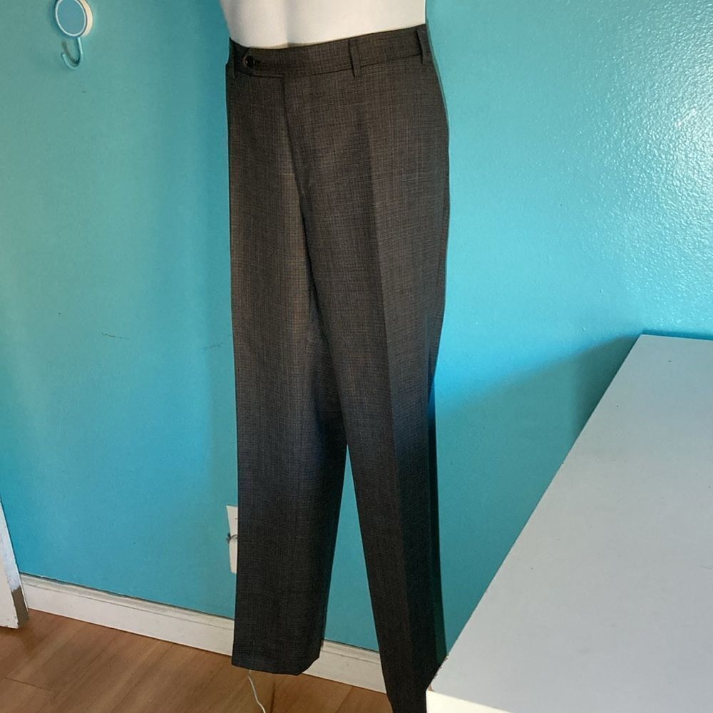 Men’s Canali Pants Slim Fit Gray Patterned Wool Flat Front 36 / 52 Italy